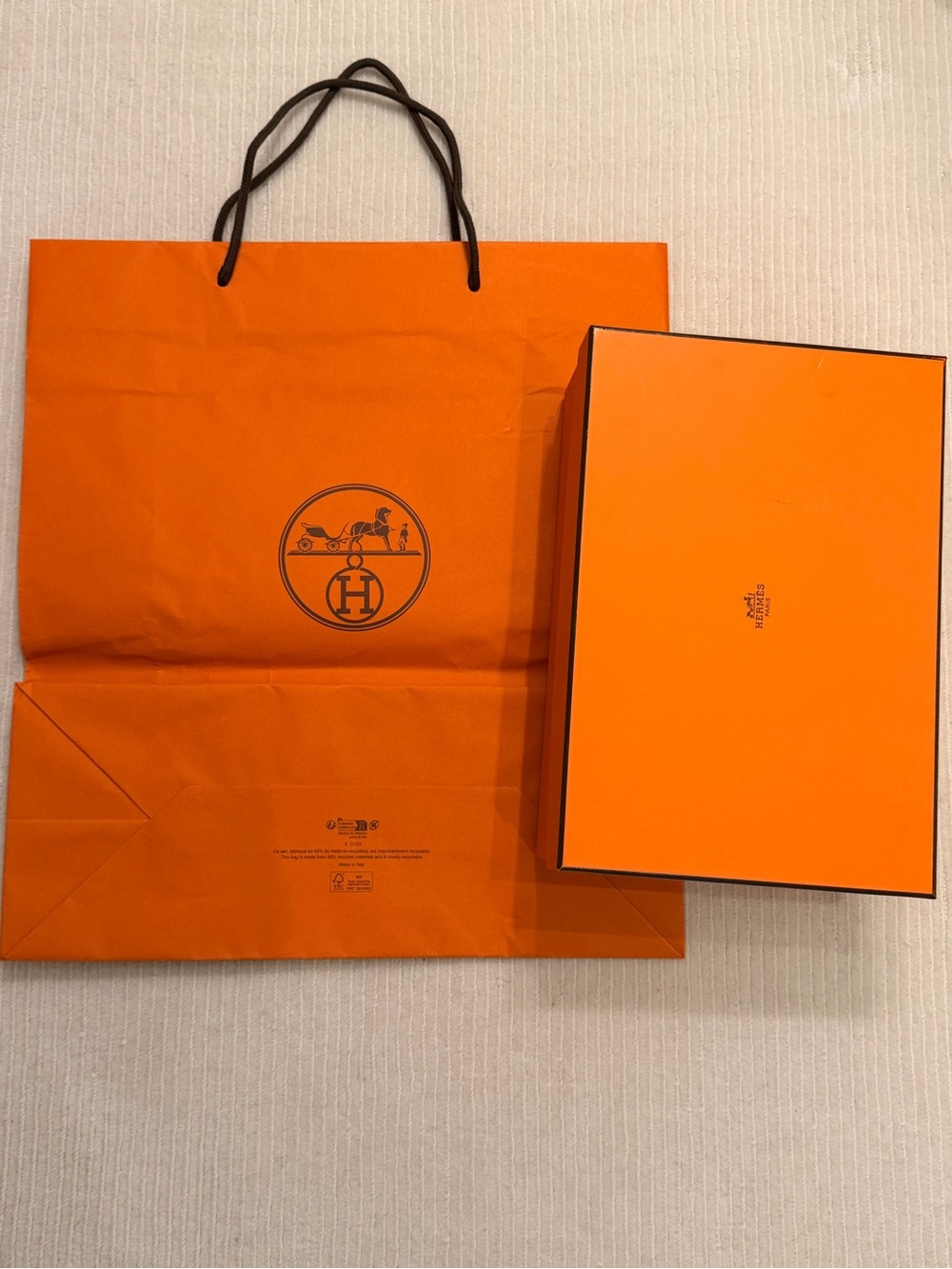 Authentic Hermes Chypre Sandal Shoe Box and  Shopping Bag - Shoes Not Included